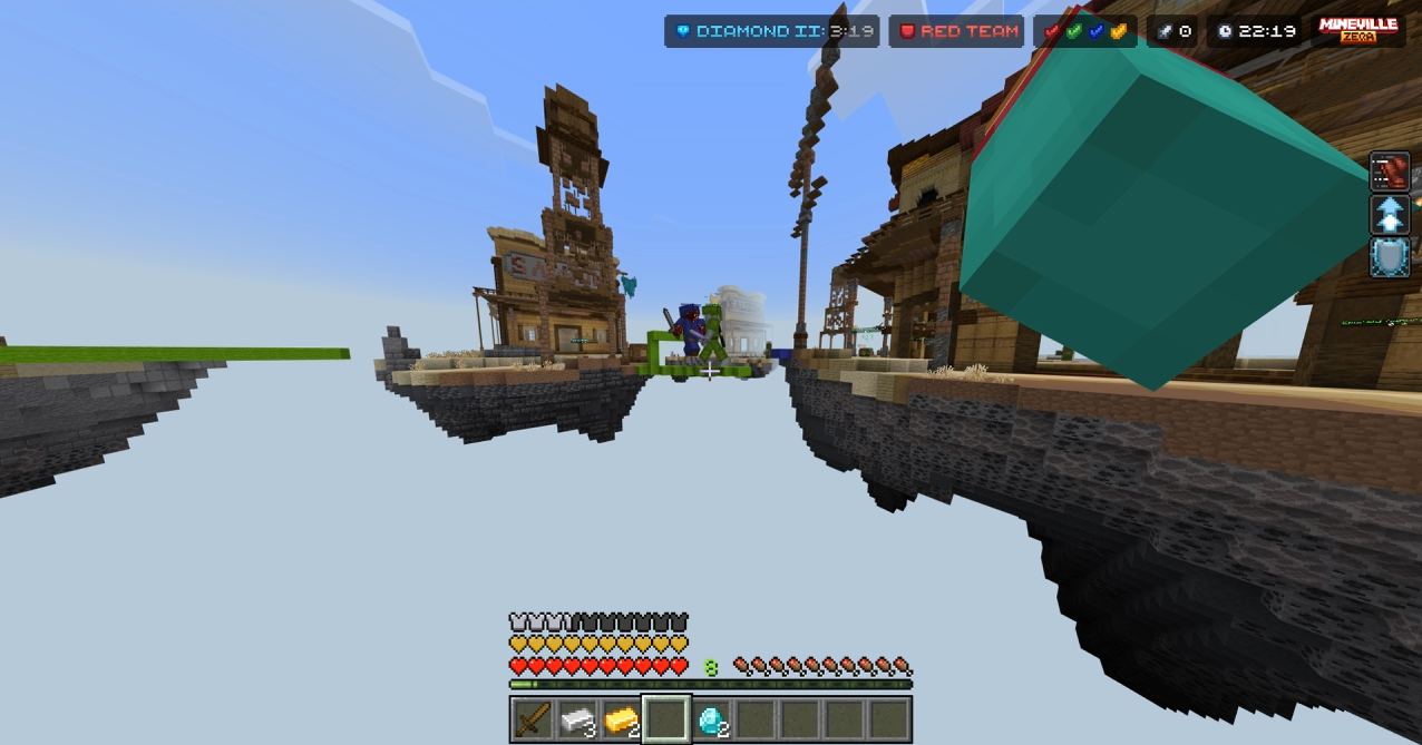 Giant players fighting on a bridge in a custom game