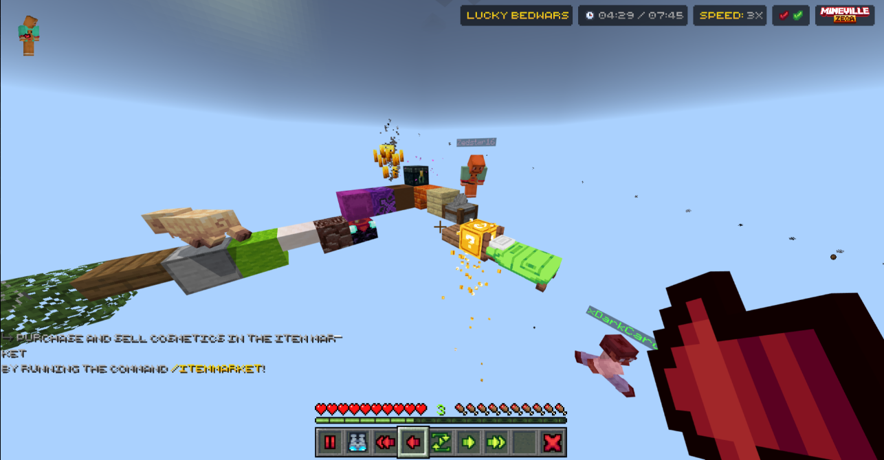 Watching a Lucky Bedwars replay at 3x speed