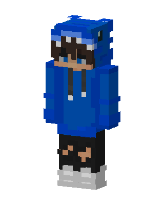 Blue Dino Hoodie skin, 3D preview
