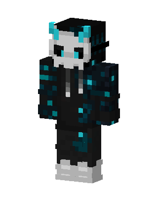 Cyan Skull Hoodie skin, 3D preview