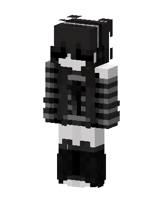 Monochrome Emo Girl skin, 3D preview