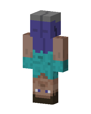 Upside Down Steve skin, 3D preview
