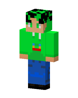 Green Hoodie Boy skin, 3D preview