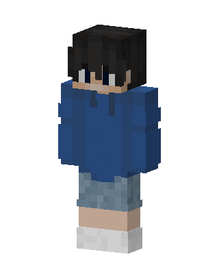 Blue Hoodie Boy skin, 3D preview