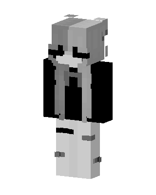 Monochrome Hoodie Girl skin, 3D preview