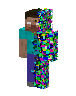 Glitched Herobrine skin, 3D preview