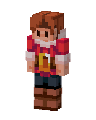 Red Plaid Adventurer skin, 3D preview