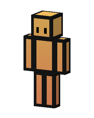 Orange Blockman skin, 3D preview