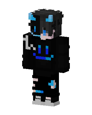 Blue Horned Hoodie skin, 3D preview