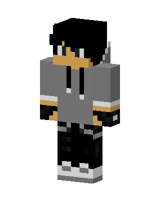 Gray Hoodie Boy skin, 3D preview