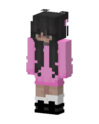 Pink Hoodie Girl skin, 3D preview