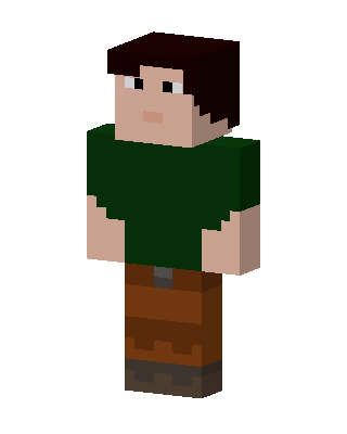 Green Shirt Adventurer skin, 3D preview