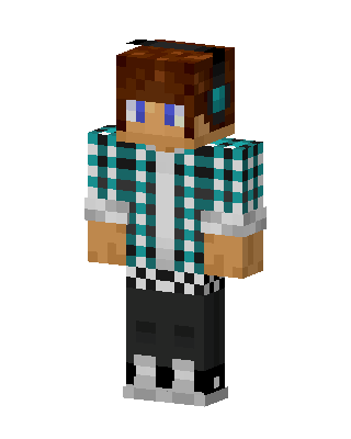 Teal Plaid Gamer skin, 3D preview