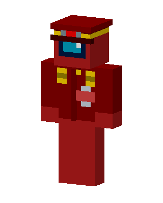 Red Crewmate Captain skin, 3D preview