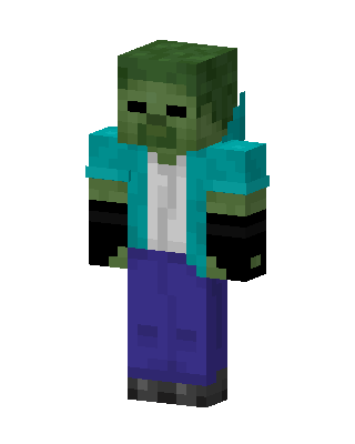 Zombie Steve skin, 3D preview