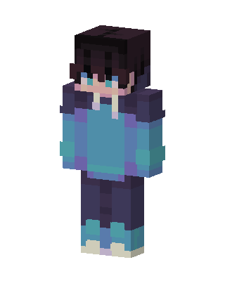 Blue Hoodie Boy skin, 3D preview