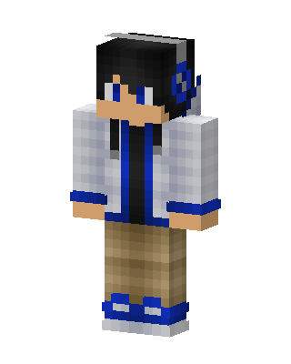 Blue Headphones Boy skin, 3D preview