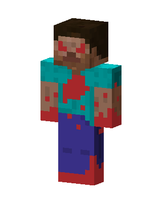 Zombie Steve skin, 3D preview
