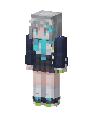 Cyan Hoodie Girl skin, 3D preview