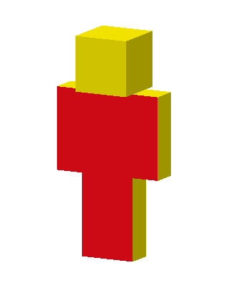 Red Yellow Blocky skin, 3D preview