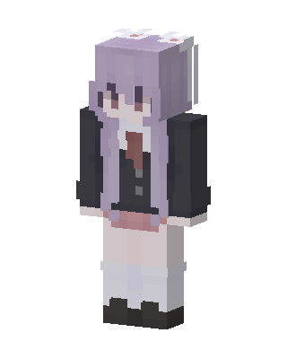 Gray Horned Student Girl skin, 3D preview
