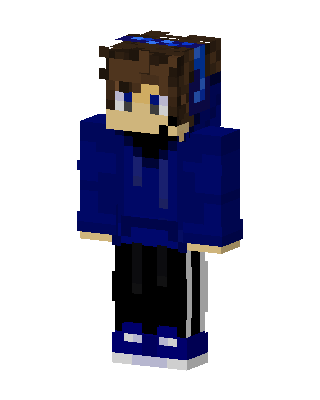 Blue Hoodie Boy skin, 3D preview
