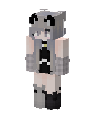 Panda Hoodie Girl skin, 3D preview