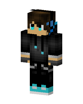 Cyan Hoodie Boy skin, 3D preview
