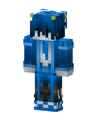 Blue Horned Hoodie skin, 3D preview