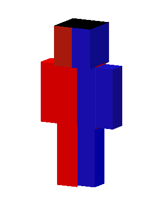 Red Blue Split skin, 3D preview