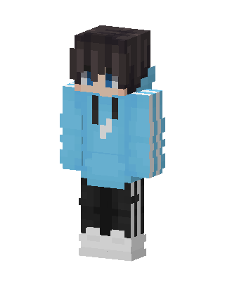 Blue Hoodie Boy skin, 3D preview