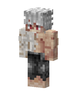 White Hair Fighter skin, 3D preview