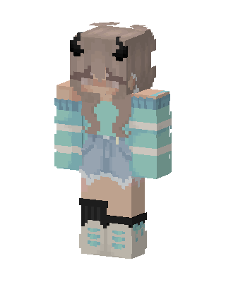 Mint Demon Girl skin, 3D preview