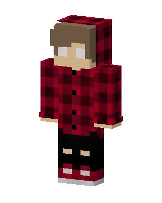 Red Plaid Hoodie skin, 3D preview