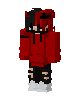 Red Horned Hoodie Boy skin, 3D preview