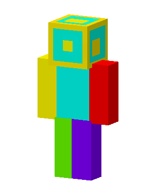 Color Block Bot skin, 3D preview