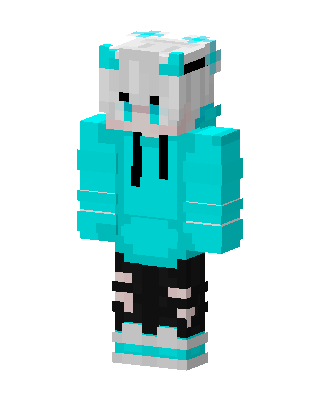 Cyan Hoodie Bunny skin, 3D preview