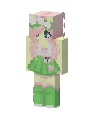 Green Anime Girl skin, 3D preview