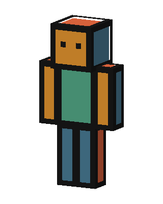 Orange Blocky skin, 3D preview
