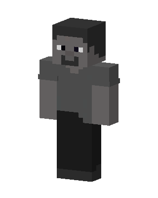Grayscale Steve skin, 3D preview