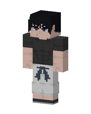 Gray Anime Boy skin, 3D preview