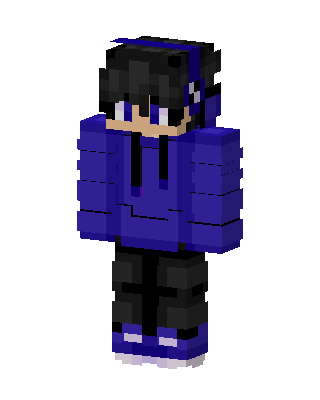 Blue Hoodie Boy skin, 3D preview
