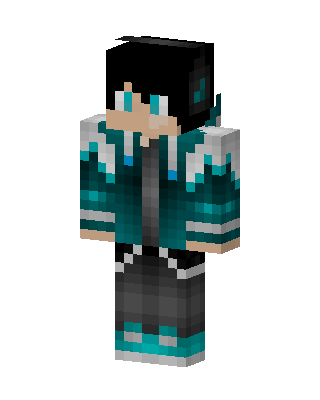 Teal Hoodie Boy skin, 3D preview