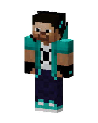 Teal Hoodie Steve skin, 3D preview