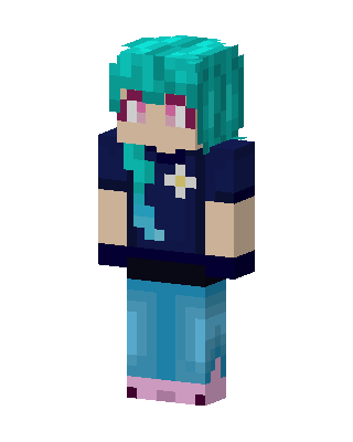 Teal Braid Girl skin, 3D preview