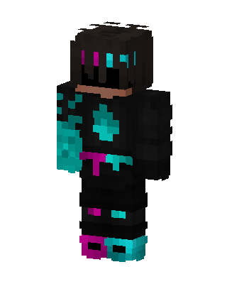 Black Glowing Gamer Minecraft e-girl skin
