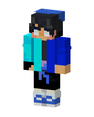 Blue Hoodie Boy skin, 3D preview