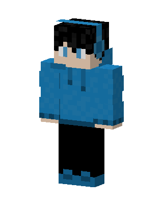 Blue Hoodie Boy skin, 3D preview