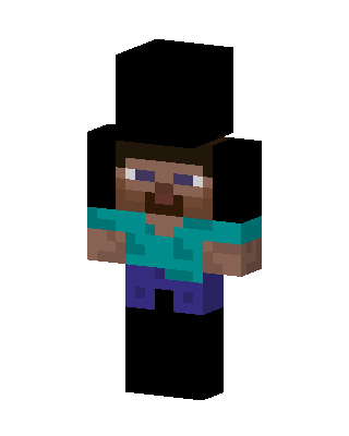 Steve Top Hat skin, 3D preview