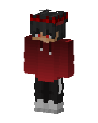 Crimson Hoodie Boy skin, 3D preview